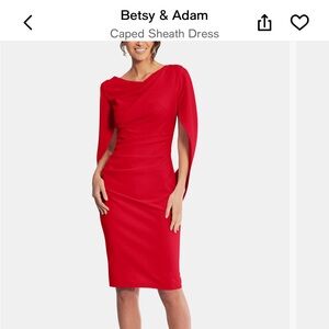 Betsy & Adam Vibrant Red Draped Dress